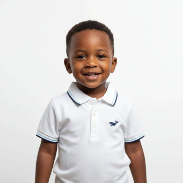 White Collar Tipping Emb Logo Polo White Nawao.com