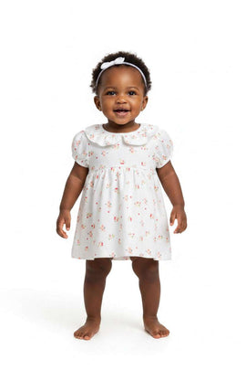 White Collared Allover Print Bodysuit Dress  White Nawao.com