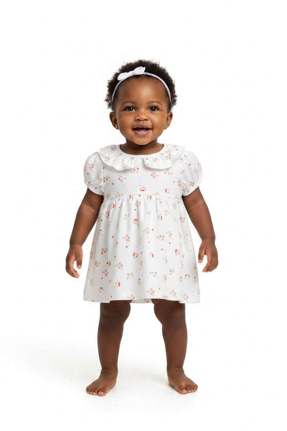 White Collared Allover Print Bodysuit Dress  White Nawao.com