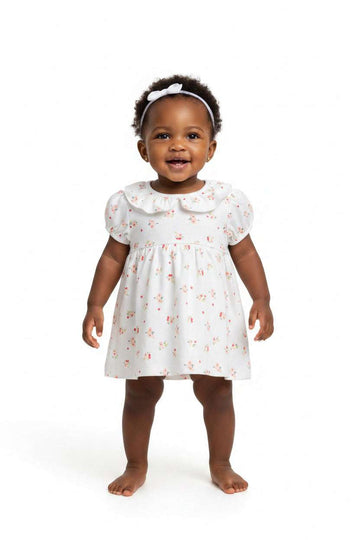 White Collared Allover Print Bodysuit Dress  White Nawao.com