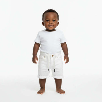 White Color Denim Shorts White Nawao.com