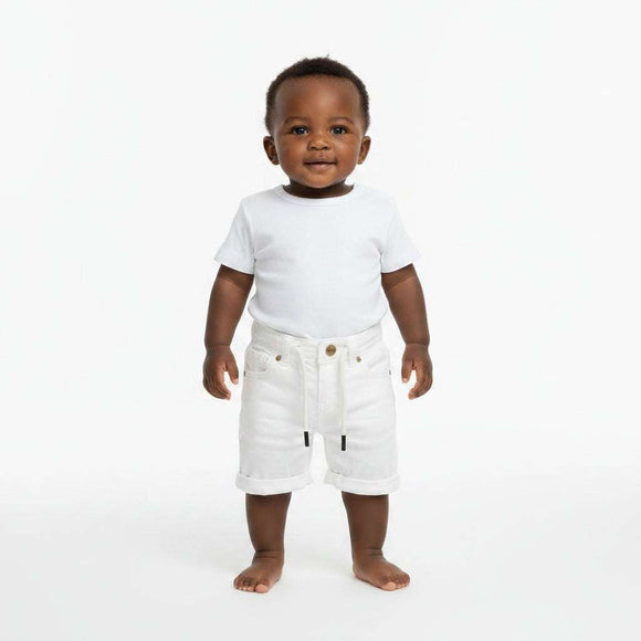 White Color Denim Shorts White Nawao.com
