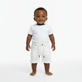 White Color Denim Shorts White Nawao.com