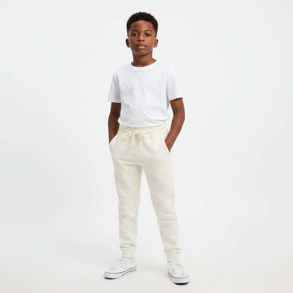 White Colored Knit Denim Jogger With Cuff White Nawao.com