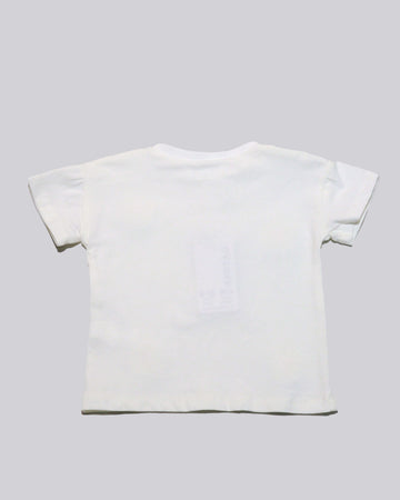 White Crochet Applique Tshirt Nawao.com