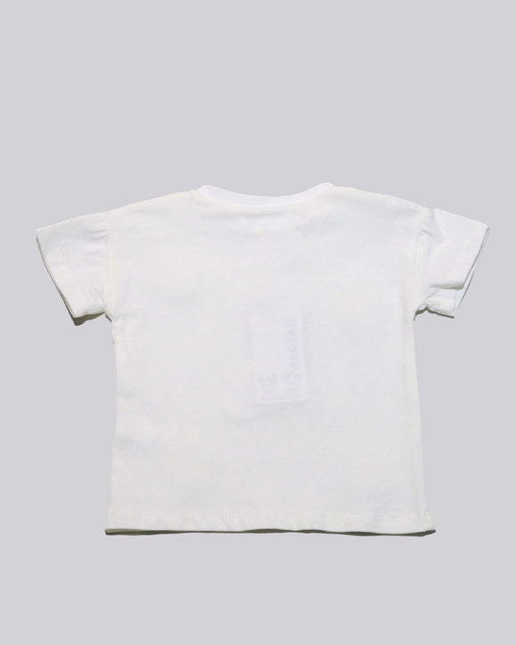 White Crochet Applique Tshirt Nawao.com