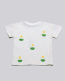 White Crochet Applique Tshirt Nawao.com