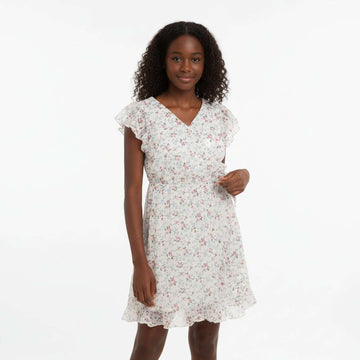 White Disty Print Floral Chiffon Dobby Lurex Assorted Nawao.com