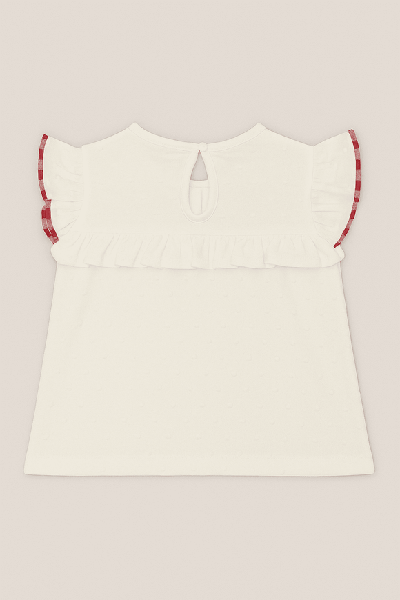 White Dobby Knit Blouse With Bow White Nawao.com