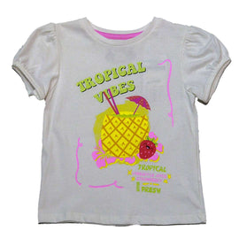 White Dolce Vita Placement Print T Shirt Nawao.com