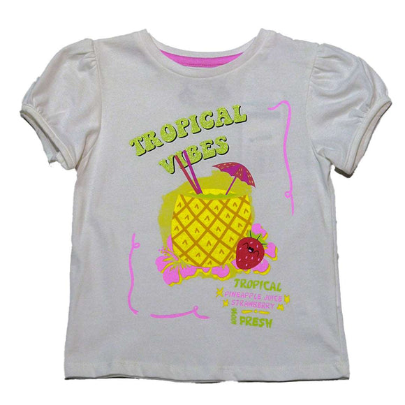 White Dolce Vita Placement Print T Shirt Nawao.com