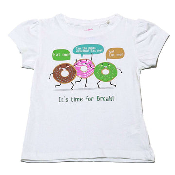 White Donut Placement Print T Shirt Nawao.com