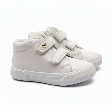 White Double Velcro Strap High Top White Nawao.com