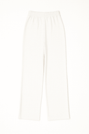 White Elasticated Button Detail Straight Fit Trouser Nawao.com