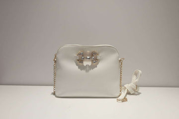 White Embellished Cross Body Bag Nawao.com
