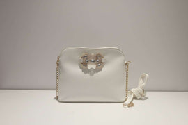 White Embellished Cross Body Bag Nawao.com