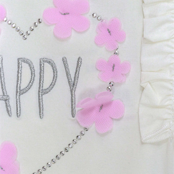 White Embellished Frill Sleeve Top White Nawao.com