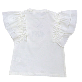 White Embellished Frill Sleeve Top White Nawao.com