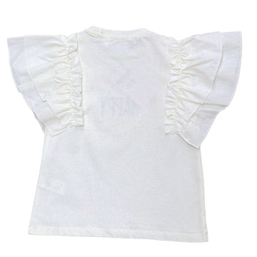 White Embellished Frill Sleeve Top White Nawao.com