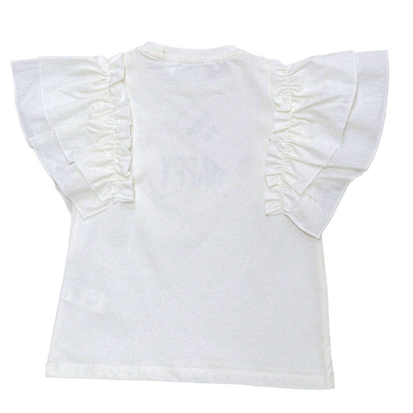 White Embellished Frill Sleeve Top White Nawao.com