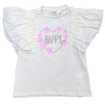White Embellished Frill Sleeve Top White Nawao.com