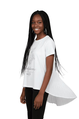 White Embellished Pleated   Back White 8 9 Years Nawao.com