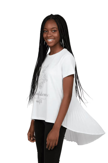 White Embellished Pleated   Back White 8 9 Years Nawao.com