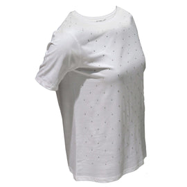 White Embellished T-Shirt Nawao.com