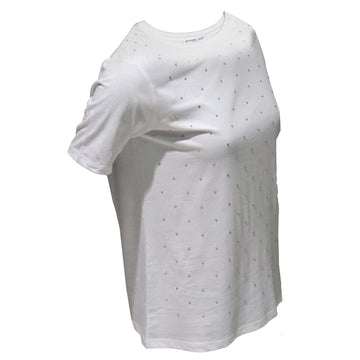 White Embellished T-Shirt Nawao.com