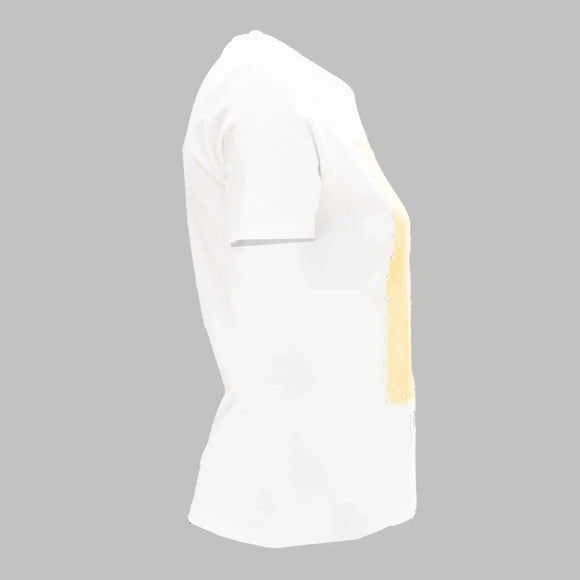 White Embellished T Shirt Nawao.com