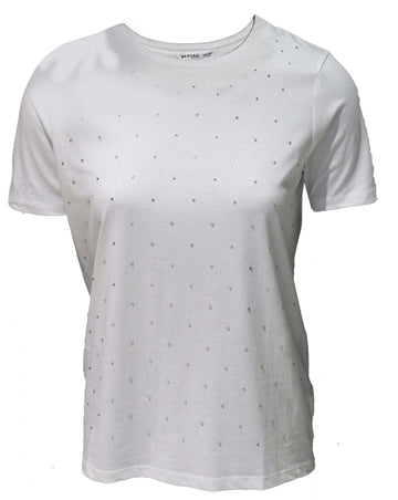 White Embellished T-Shirt Nawao.com