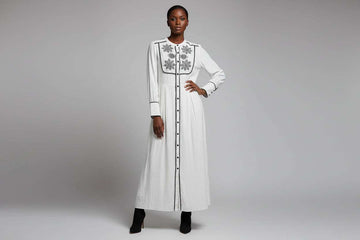 White Embroidered Long Dress White Uk8 Nawao.com