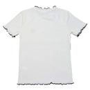 White Embroidered Rib Top With Contrast Color Nawao.com