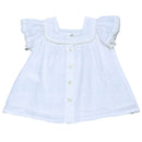 White Embroidered Yoke Blouse Nawao.com