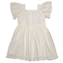 White Embroidered Yoke Flutter Sleeve Dress Nawao.com
