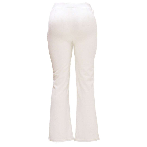 White Flare Leg Bottom Raw Edge Trouser Nawao.com