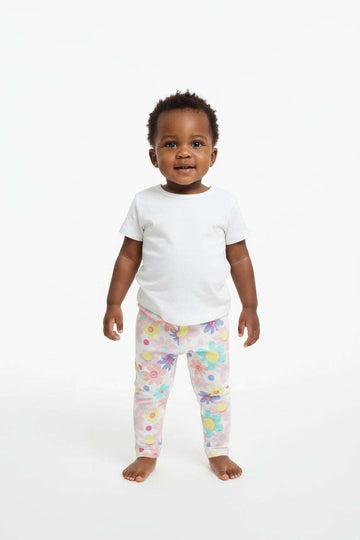White Floral All Over Print Leggings Nawao.com