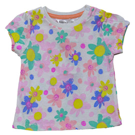 White Floral All Over Print T Shirt White Nawao.com