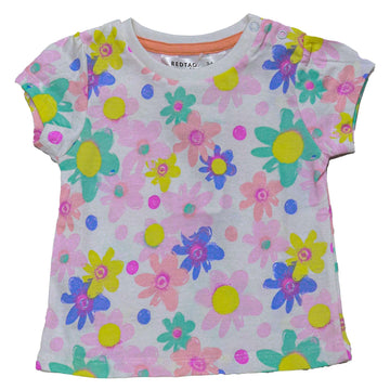 White Floral All Over Print T Shirt White Nawao.com