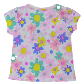 White Floral All Over Print T Shirt White Nawao.com
