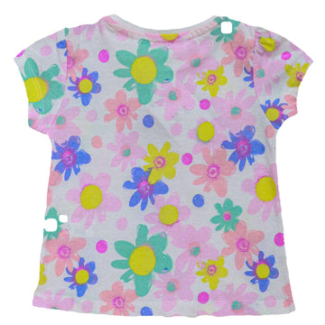 White Floral All Over Print T Shirt White Nawao.com