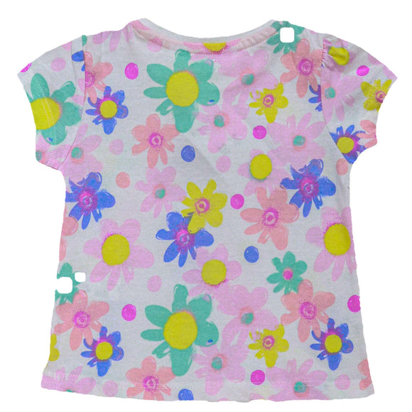White Floral All Over Print T Shirt White Nawao.com