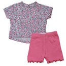 White Floral All Over Print T Shirt With Coral Tights Orange Nawao.com