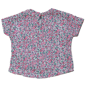 White Floral All Over Print T Shirt With Coral Tights Orange Nawao.com