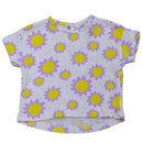 White Floral All Over Print T Shirt With Lilac Tights White Nawao.com