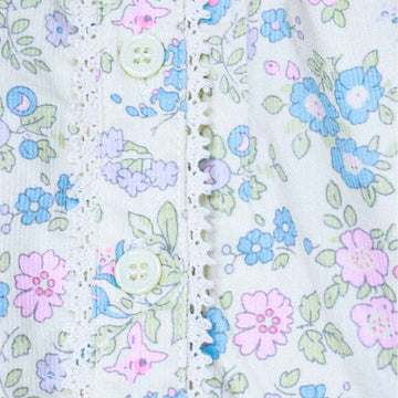 White Floral Aop Blouse With Collar Nawao.com