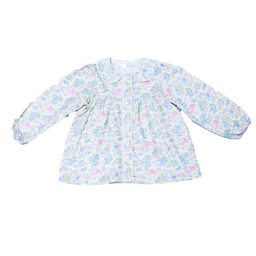 White Floral Aop Blouse With Collar Nawao.com
