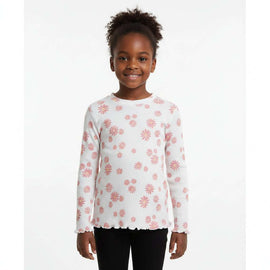White Floral Aop Rib F S T Shirt Nawao.com