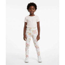 White Floral Aop Rib Leggings White Nawao.com