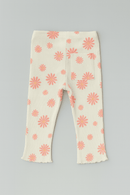 White Floral Aop Rib Leggings White Nawao.com